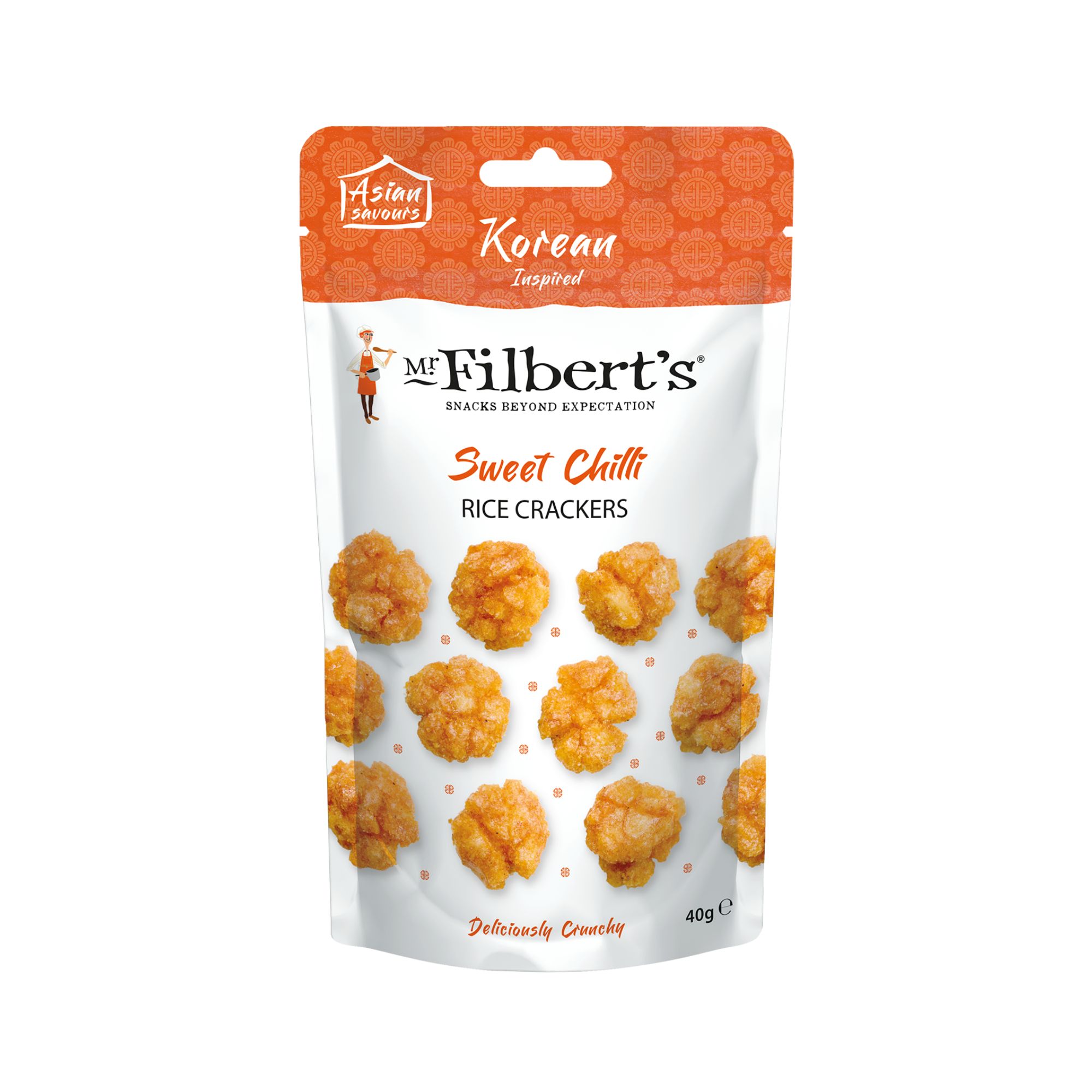 Mr Filbert's Rice Crackers - Korean Sweet Chilli (16x40g)