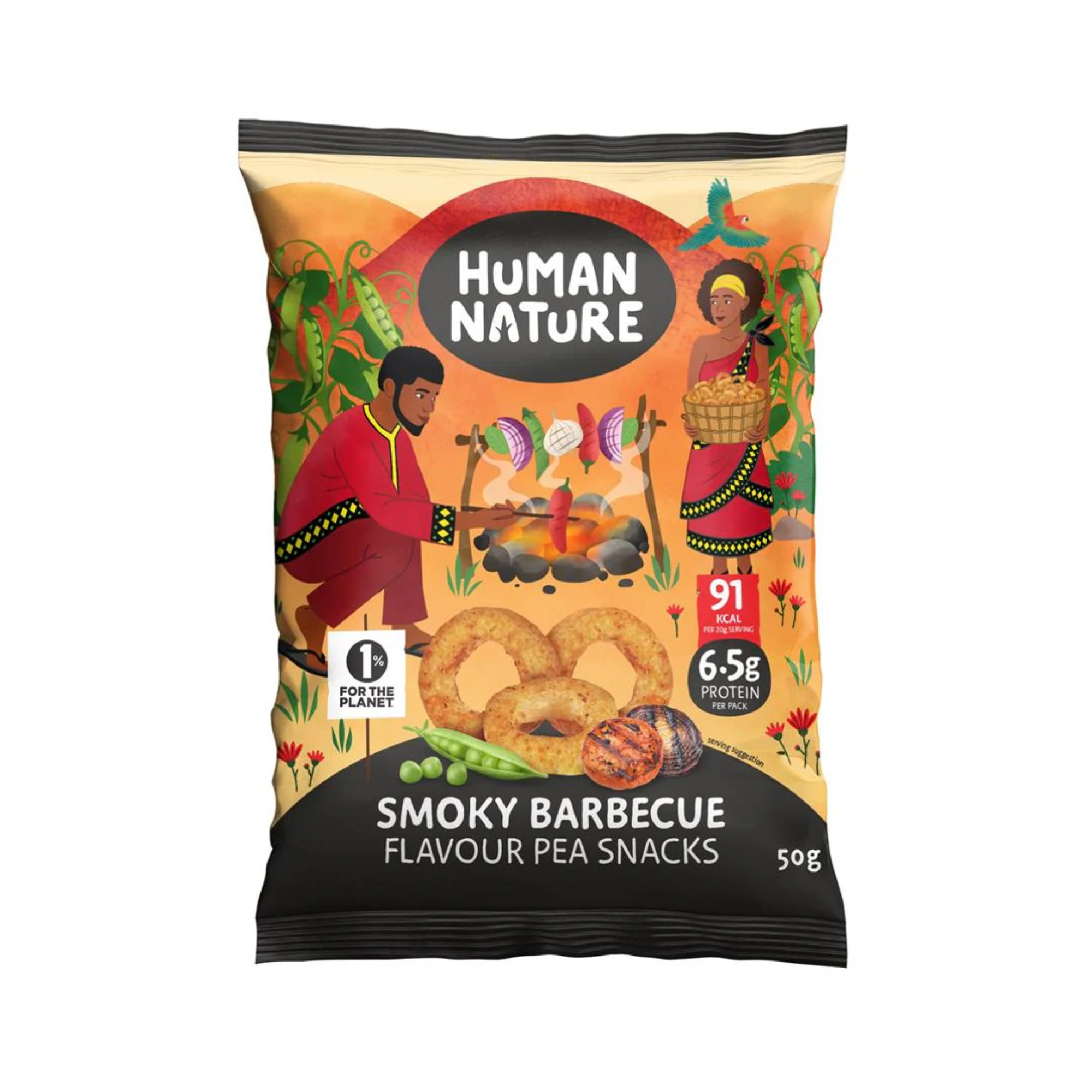 Human Nature Pea Rings  - Smoky BBQ (10x50g)