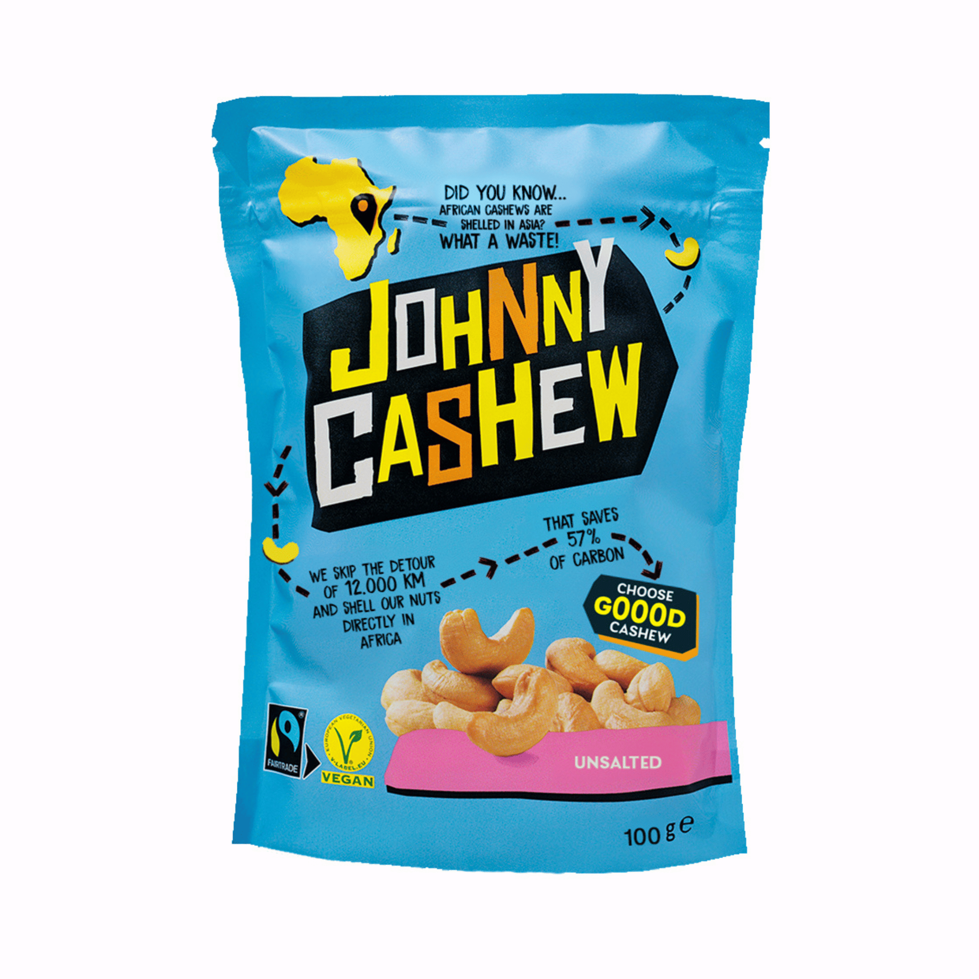 Johnny Cashew Sharing Nuts - Roasted & Unsalted (8x100g)